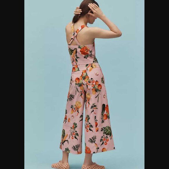 New 2 Maeve Anthropologie garden vegetable high-rise printed crop wide-leg pants - Picture 3 of 11